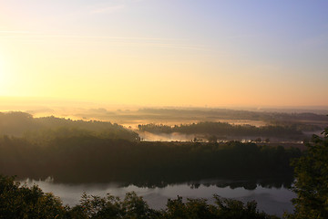 Image showing daybreak in the mist of the valley of the Seine