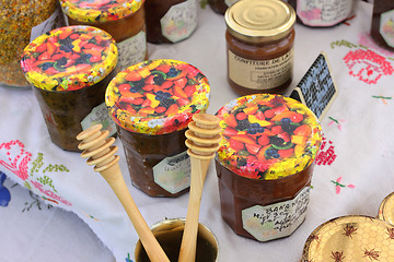 Image showing honey, wax, royal jelly and bee pollen