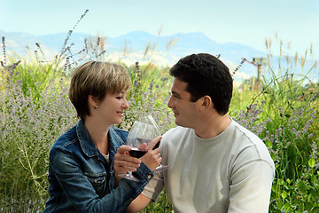 Image showing Picnic with wine