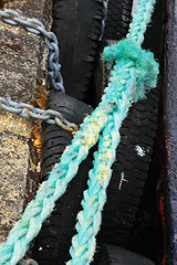 Image showing Rope for mooring a boat to a pier