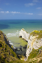 Image showing landscape, the cliffs of Etretat in France