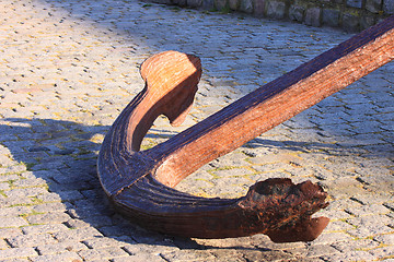 Image showing great and ancient marine anchor to anchor boats