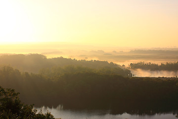 Image showing daybreak in the mist of the valley of the Seine