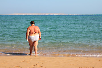 Image showing overweight woman bath