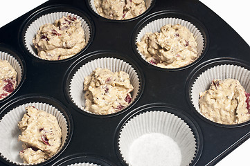 Image showing filled muffin tray