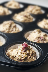 Image showing filled muffin tray
