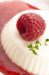 Image showing Vanilla panna cotta with berry sauce