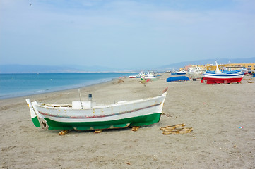 Image showing Fishing boats ashore