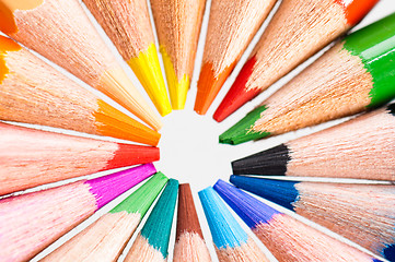 Image showing Tips of color pencils, close up