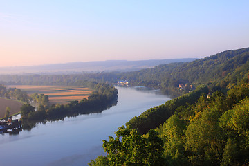 Image showing daybreak in the mist of the valley of the Seine