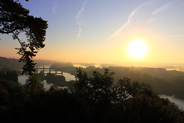 Image showing daybreak in the mist of the valley of the Seine