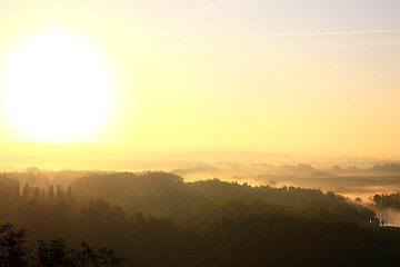 Image showing daybreak in the mist of the valley of the Seine