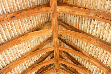 Image showing structural wood roof of the entrance of an old church