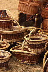 Image showing Details of the manufacturing of wicker baskets by a man