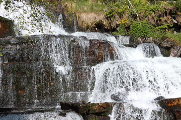 Image showing Big waterfall in a fjord it norvege in spring