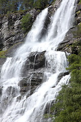 Image showing Big waterfall in a fjord it norvege in spring