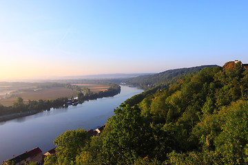 Image showing daybreak in the mist of the valley of the Seine