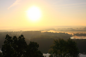 Image showing daybreak in the mist of the valley of the Seine