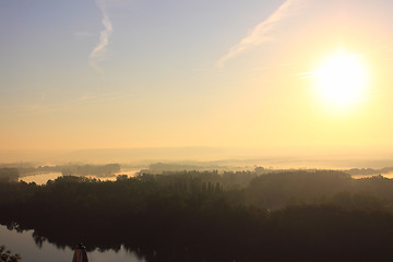 Image showing daybreak in the mist of the valley of the Seine