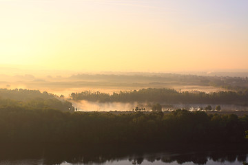 Image showing daybreak in the mist of the valley of the Seine