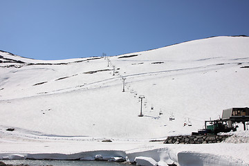 Image showing snowy mountain resort and winter sports in Norway