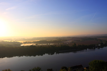 Image showing daybreak in the mist of the valley of the Seine