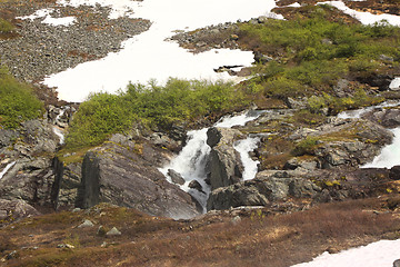 Image showing wild streams and waterfalls of Norway in summer