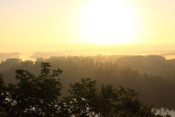 Image showing daybreak in the mist of the valley of the Seine