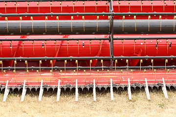 Image showing close-up view of the front of a combine harvester