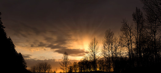 Image showing Sunset at Columbia River Gorge Oregon