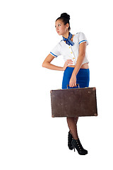 Image showing Young beautiful air hostess