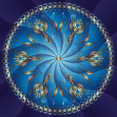 Image showing Blue and gold round frame