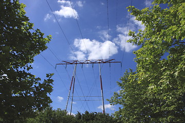 Image showing electric pylon, high voltage line