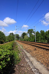 Image showing catenary of a railway track