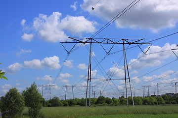 Image showing electric pylon, high voltage line