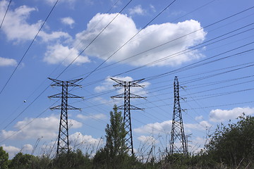 Image showing electric pylon, high voltage line