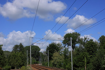 Image showing catenary of a railway track