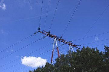 Image showing electric pylon, high voltage line