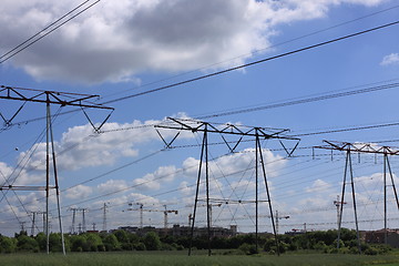Image showing electric pylon, high voltage line