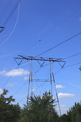 Image showing electric pylon, high voltage line