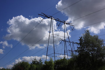 Image showing electric pylon, high voltage line