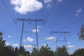 Image showing electric pylon, high voltage line