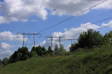 Image showing electric pylon, high voltage line