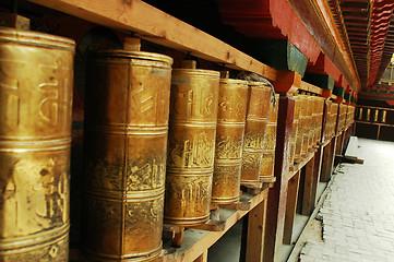 Image showing Tibetan prayer wheels