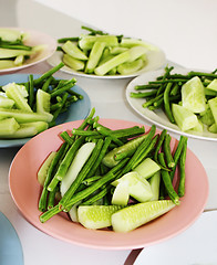 Image showing Beans and cucumbers