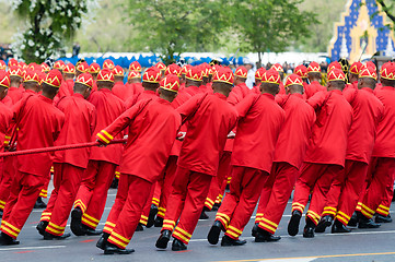 Image showing Soldiers during a royal funeral ceremony in Bangkok