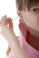 Image showing Girl cleans the ears