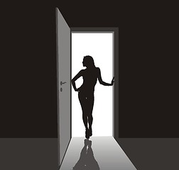 Image showing Girl in the door