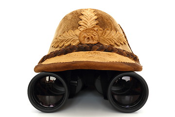 Image showing hunting hat and binoculars