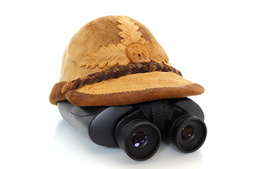 Image showing traditional hat and binoculars